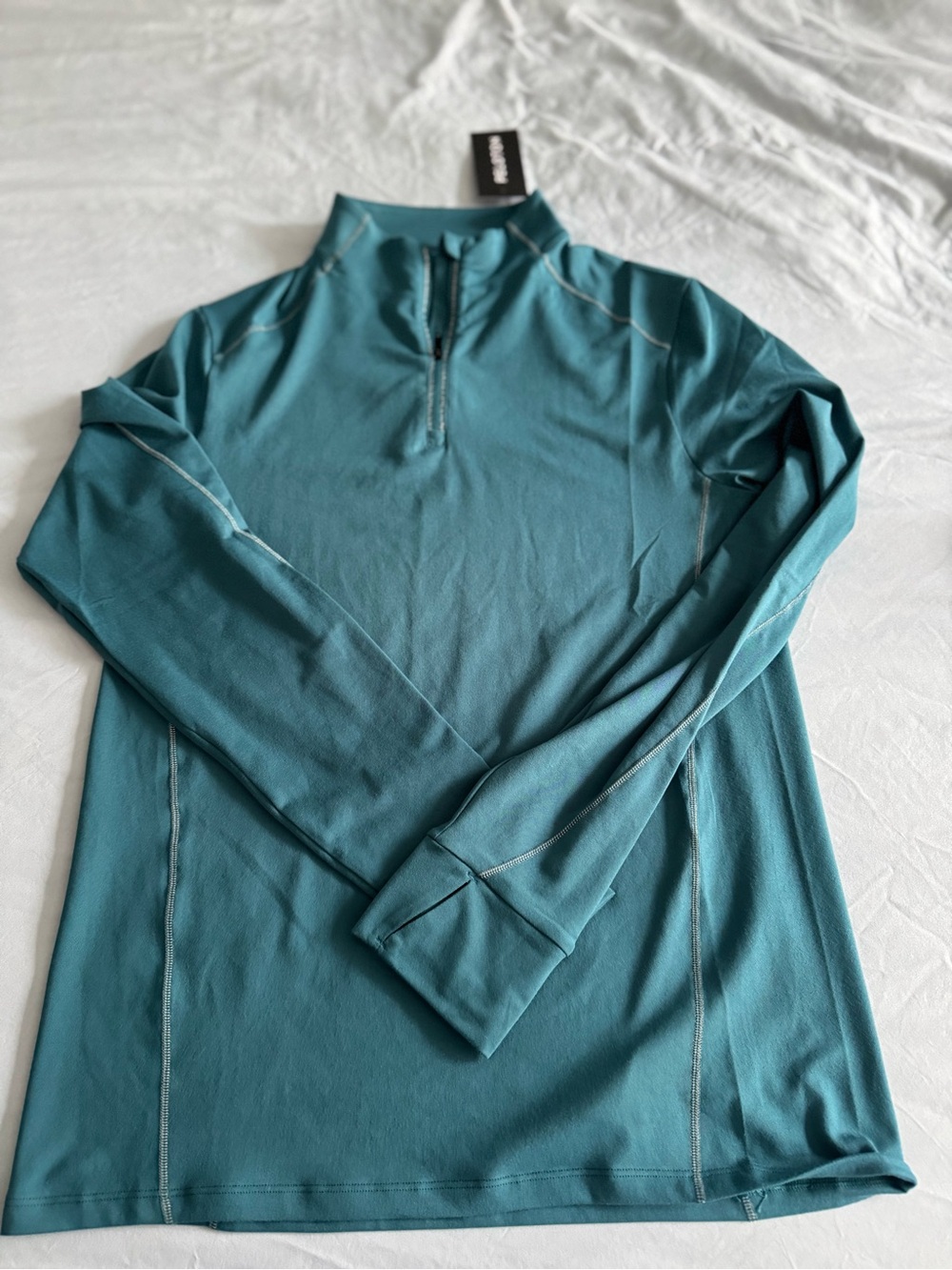 Peloton Teal Active Brushed Jersey Mock Neck 1/4 Zip